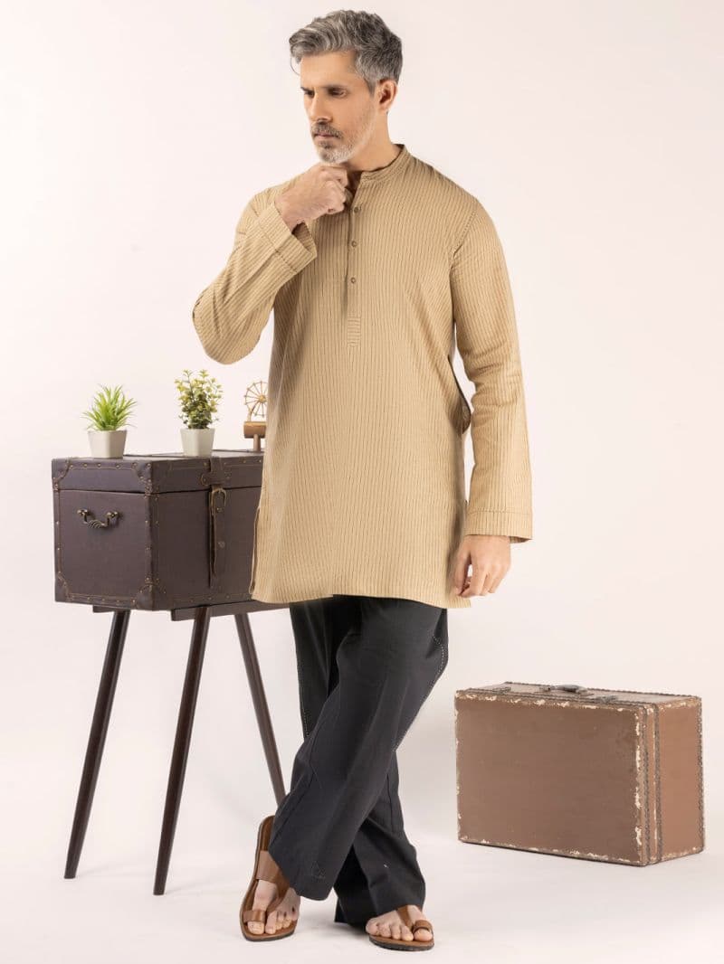 Beige Blended Kurta thumbnail