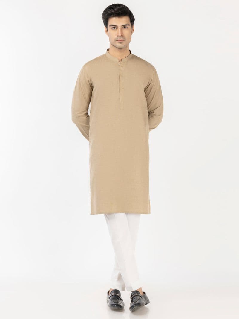 Fawn Blended Kurta thumbnail