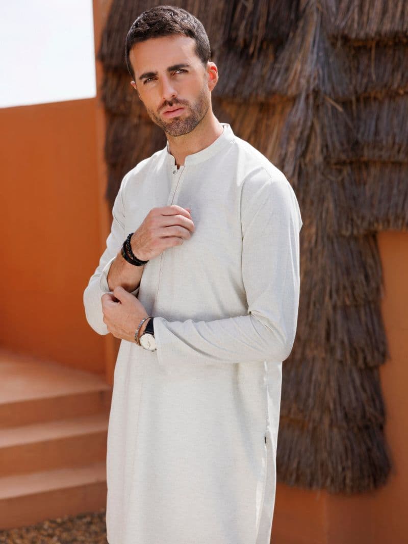 Cream Blended Kurta thumbnail