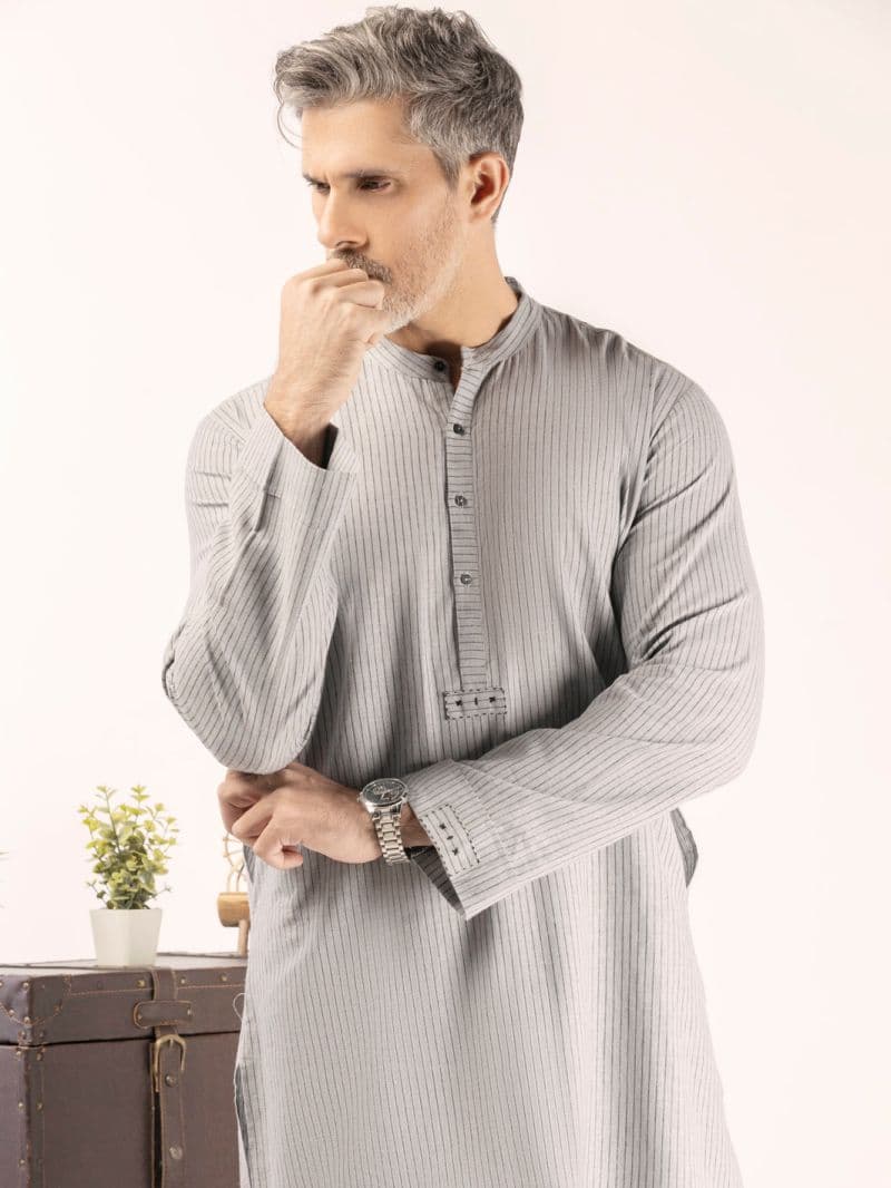 Grey Blended Kurta thumbnail