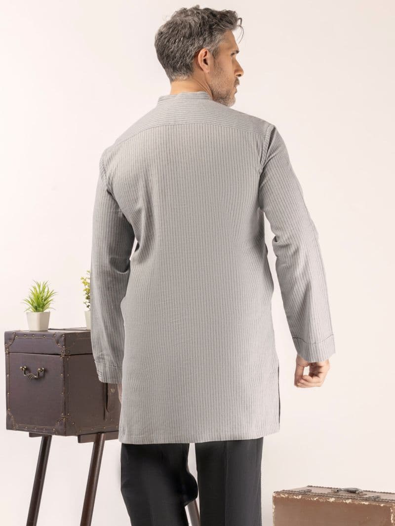 Grey Blended Kurta thumbnail