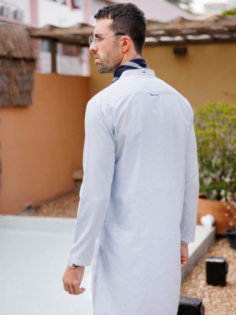 Sky Blue Blended Kurta thumbnail