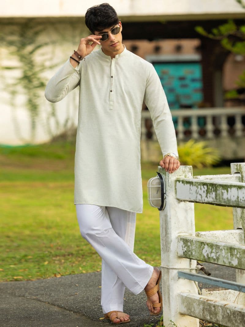 Cream Blended Kurta thumbnail