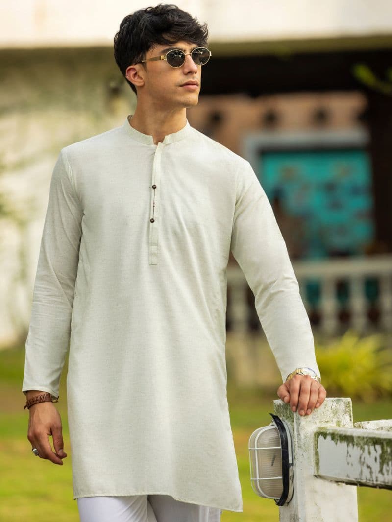 Cream Blended Kurta thumbnail