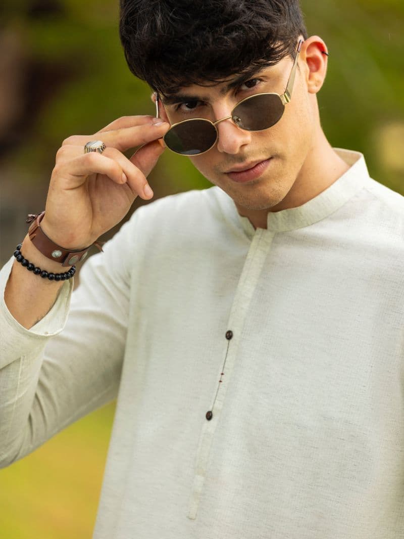 Cream Blended Kurta thumbnail
