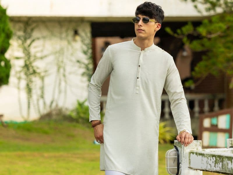Cream Blended Kurta thumbnail