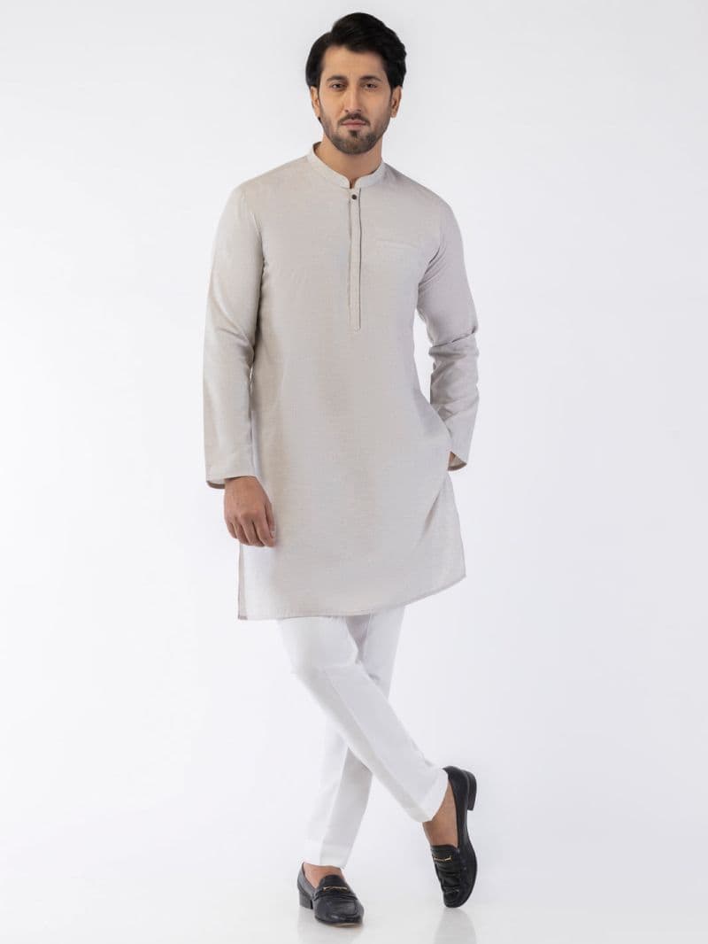Light Grey Blended Kurta thumbnail