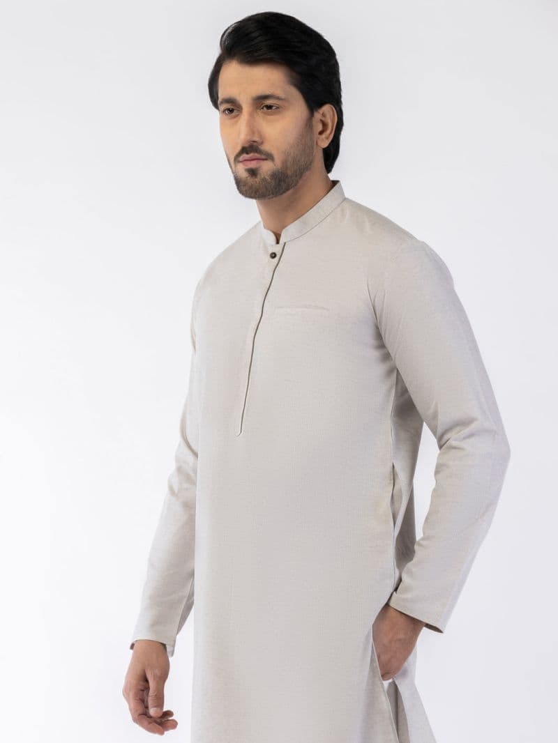 Light Grey Blended Kurta thumbnail