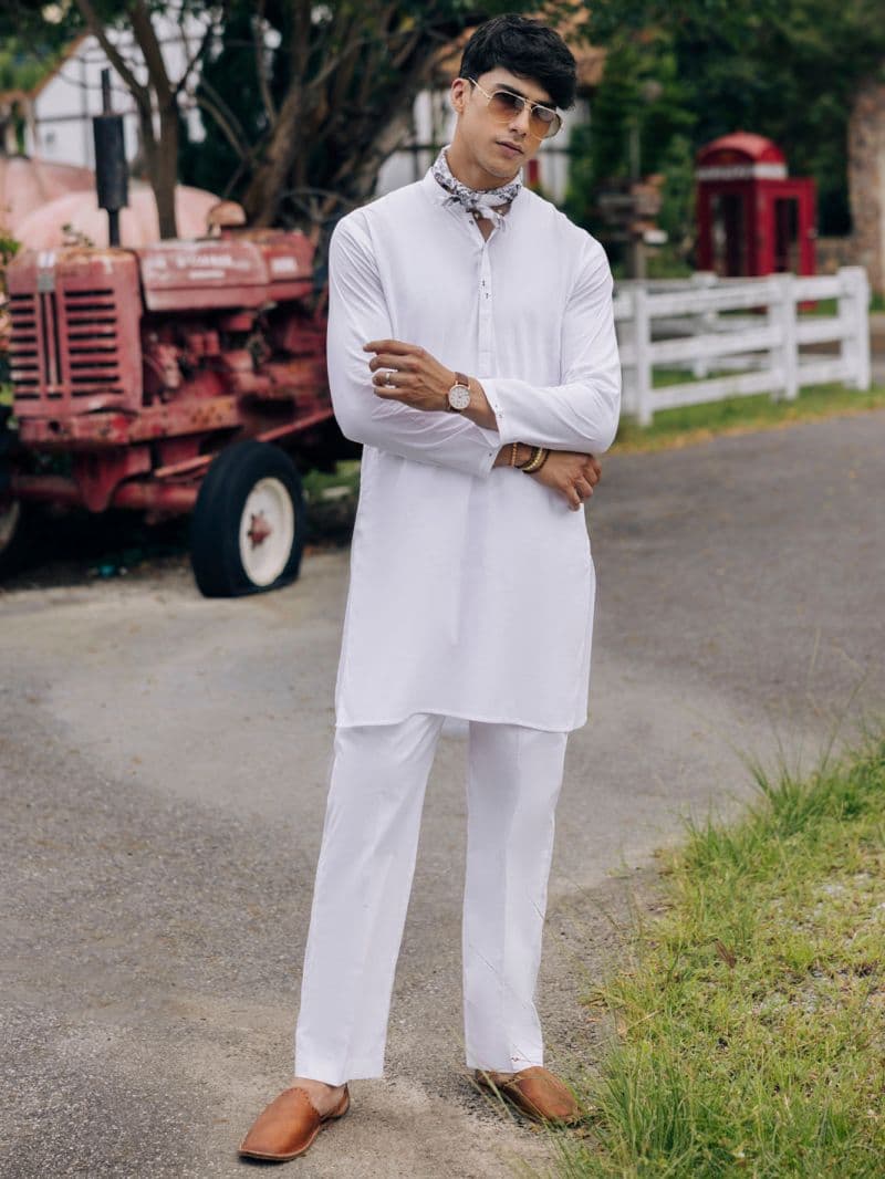 White Cotton Kurta thumbnail