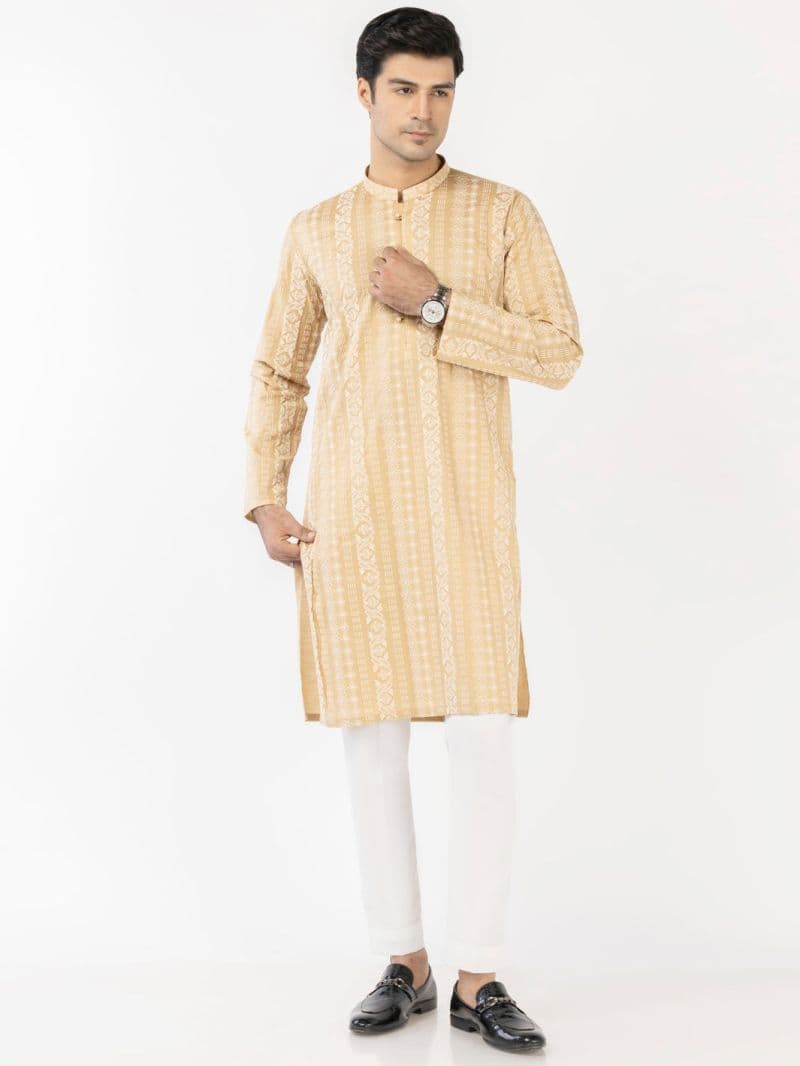 Beige Cotton Kurta thumbnail