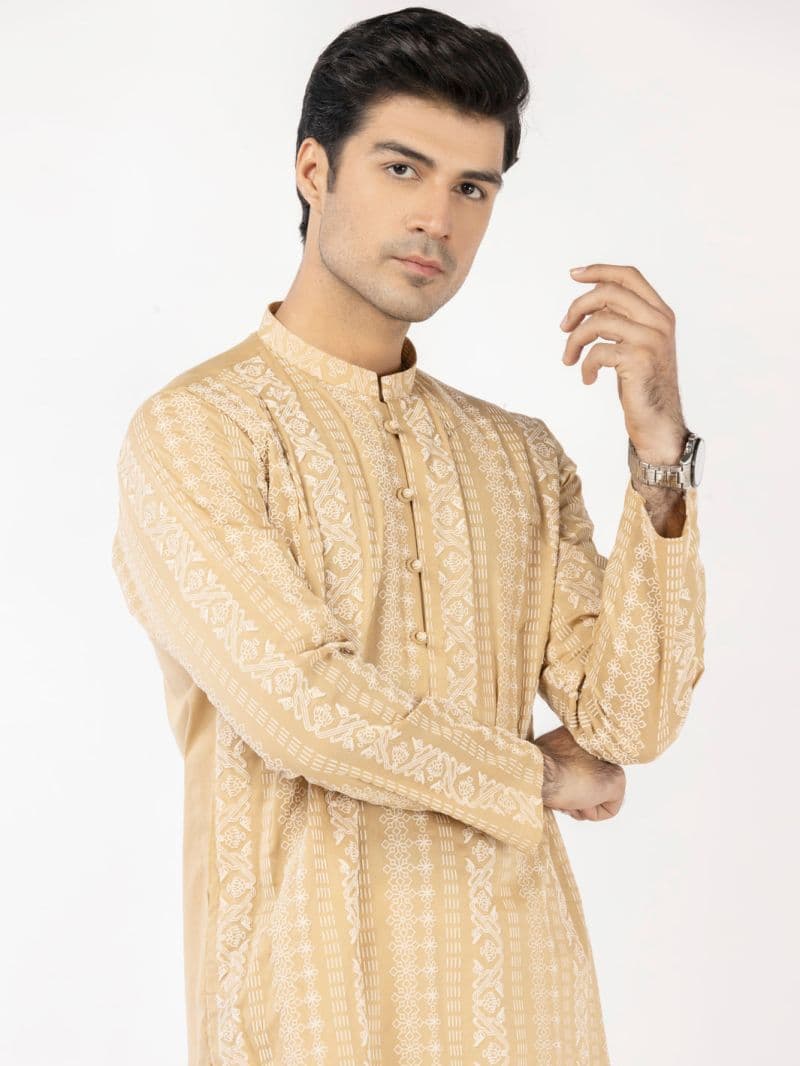 Beige Cotton Kurta thumbnail