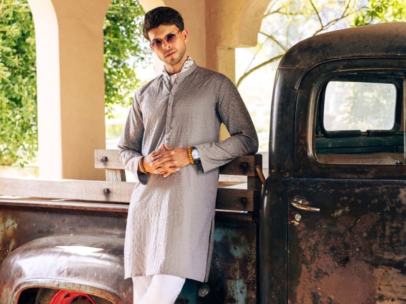 Grey Cotton Kurta thumbnail