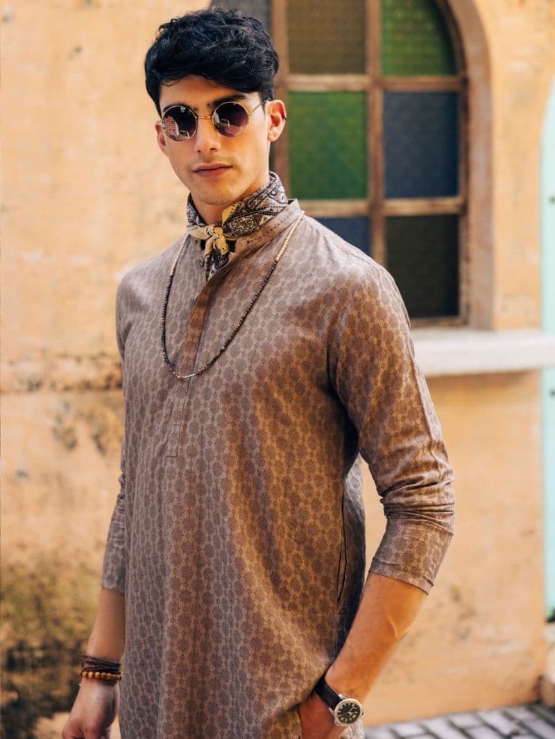Light Brown Cotton Kurta thumbnail
