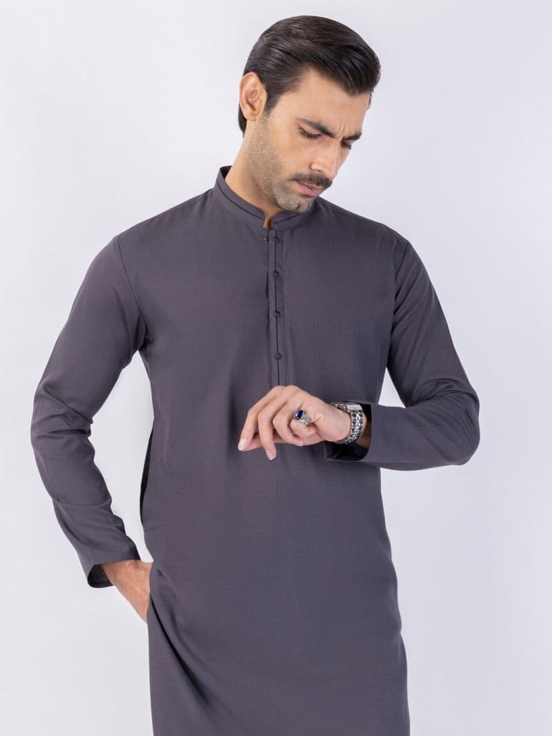 Grey Blended Kurta thumbnail