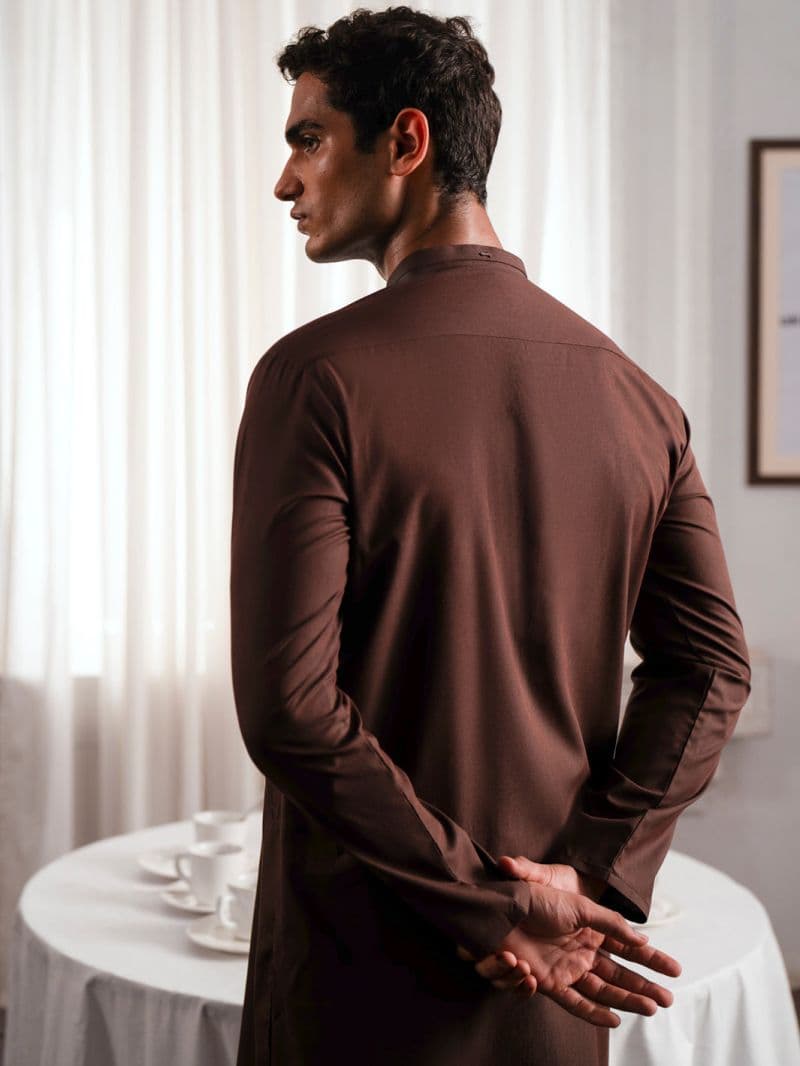 Dark Brown Blended Kurta thumbnail