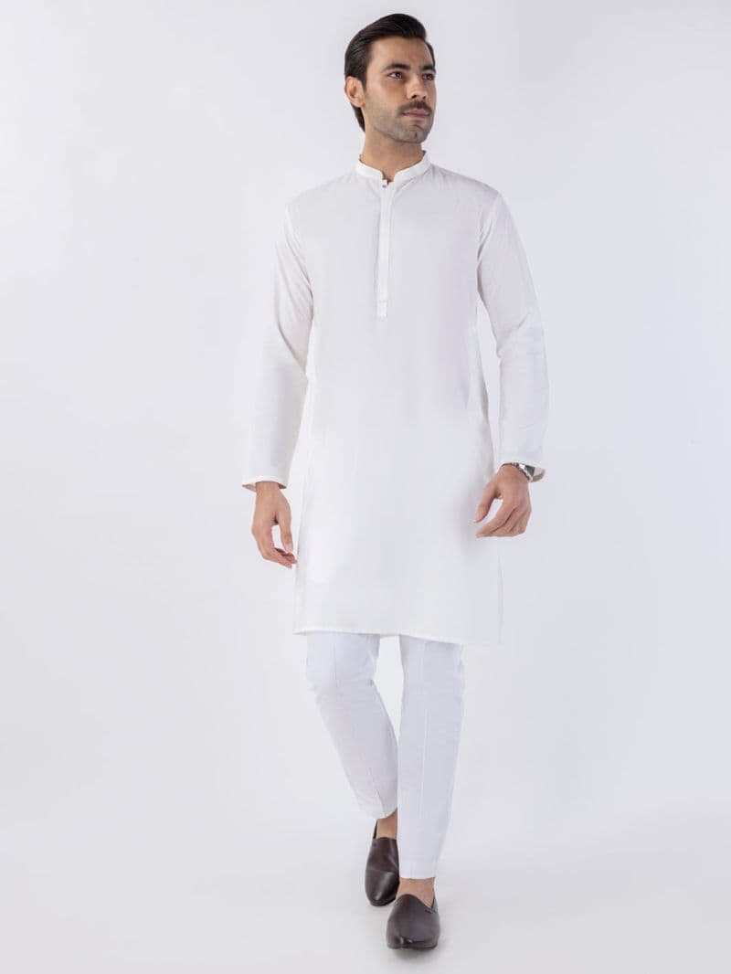White Blended Kurta thumbnail