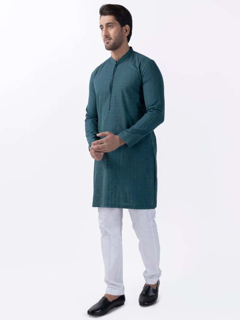 Green Cotton Kurta - alternate view