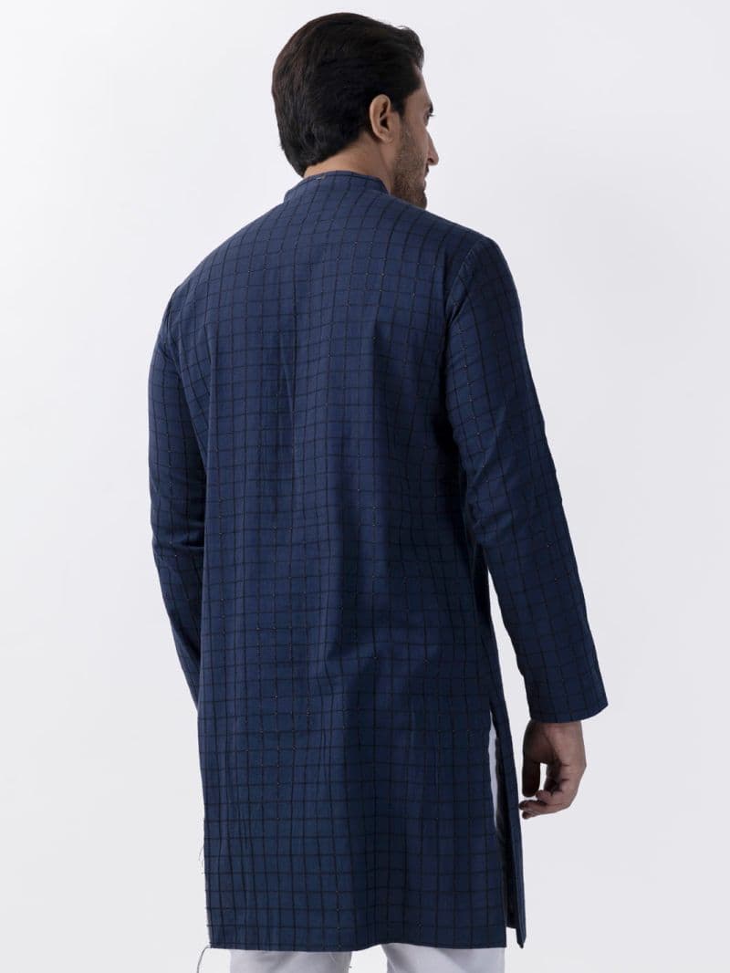 Navy Blue Cotton Kurta thumbnail