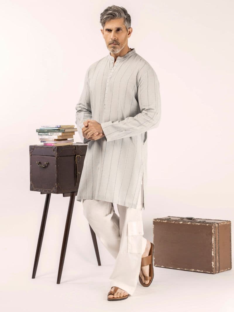 Ash Grey Blended Kurta thumbnail