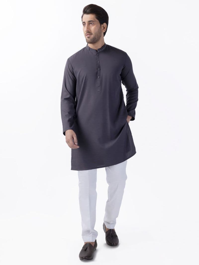 Grey Blended Kurta thumbnail