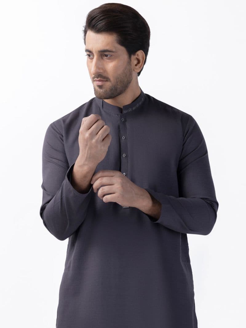 Grey Blended Kurta thumbnail