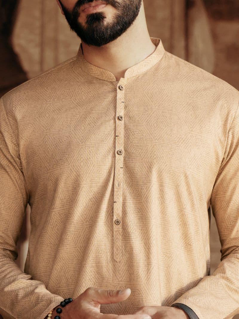 Light Brown Cotton Kurta thumbnail
