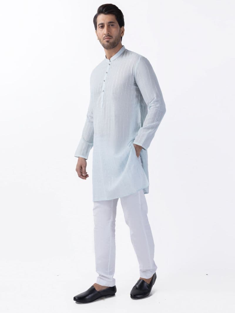 Sky Blue Cotton Kurta thumbnail