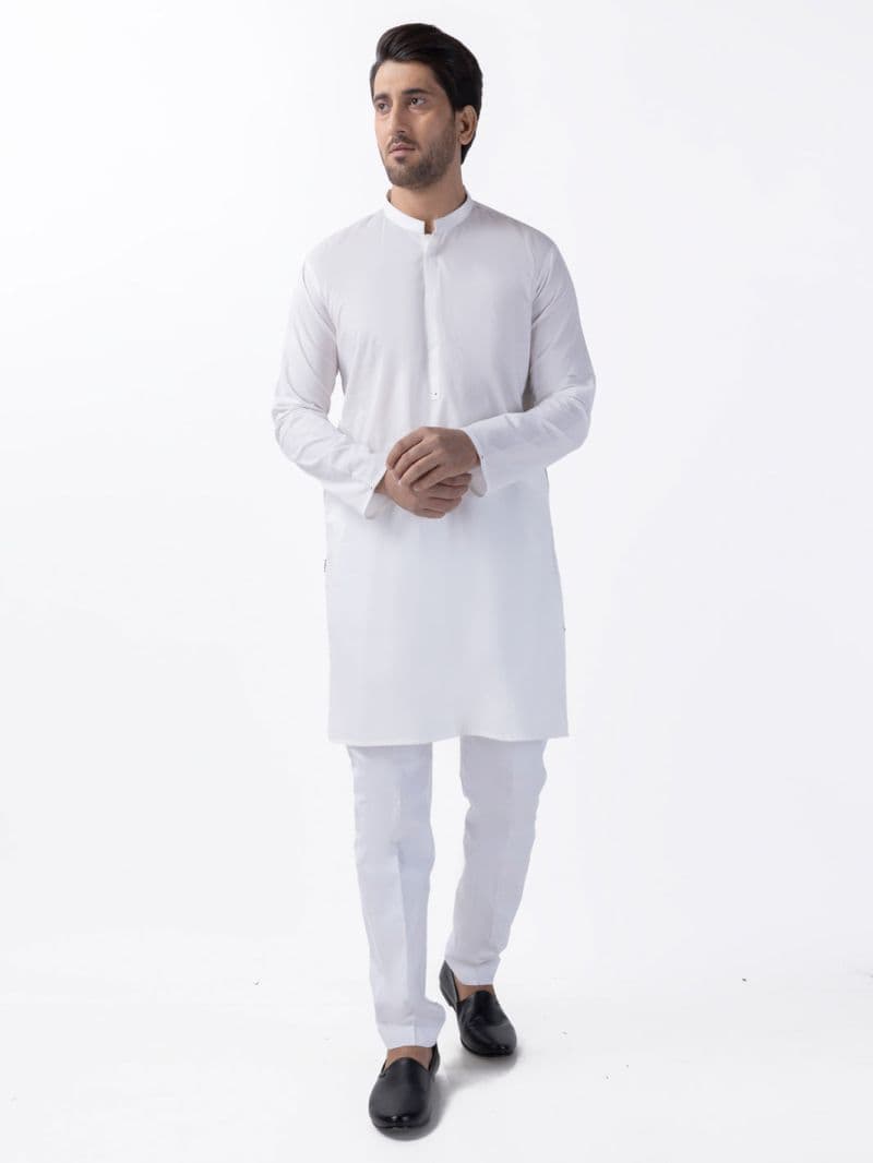 White Blended Kurta thumbnail