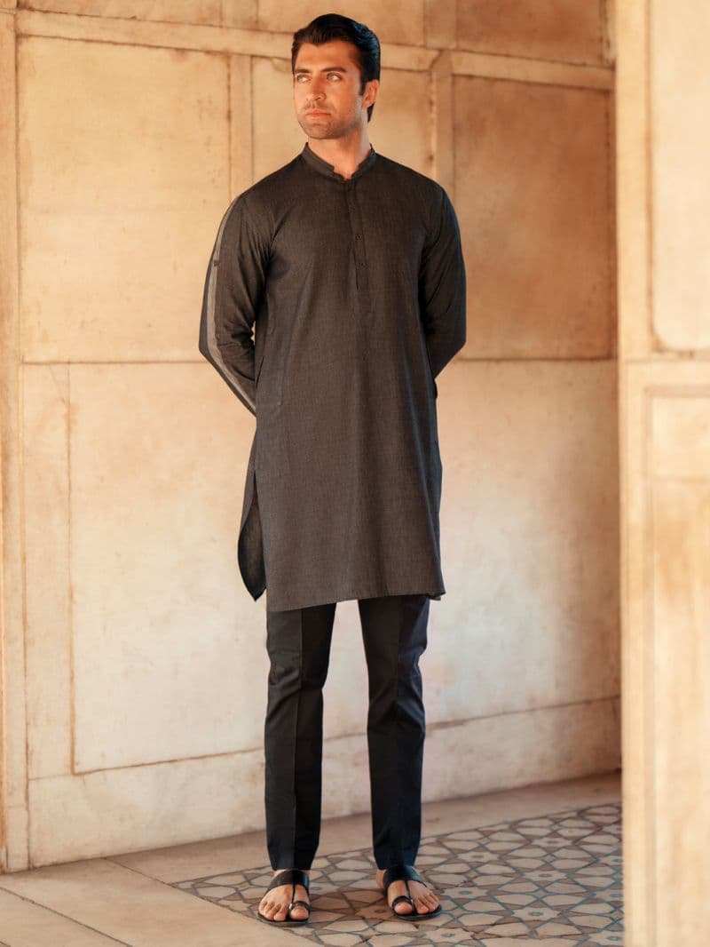 Grey Blended Kurta thumbnail