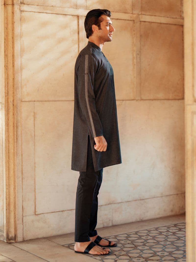 Grey Blended Kurta thumbnail