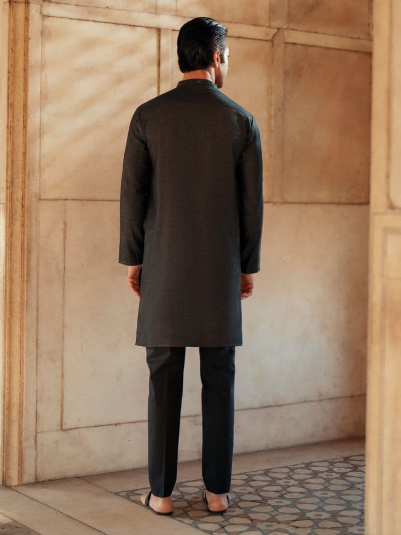 Grey Blended Kurta thumbnail