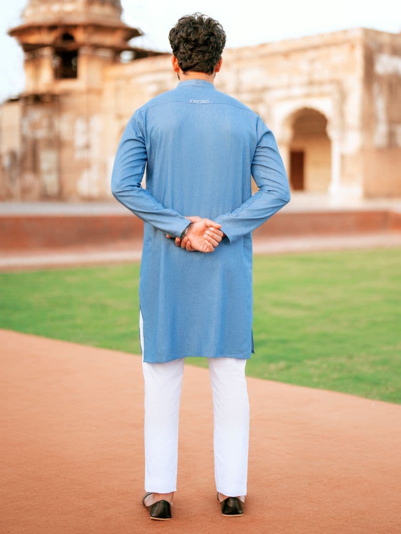 Denim Blue Blended Kurta thumbnail