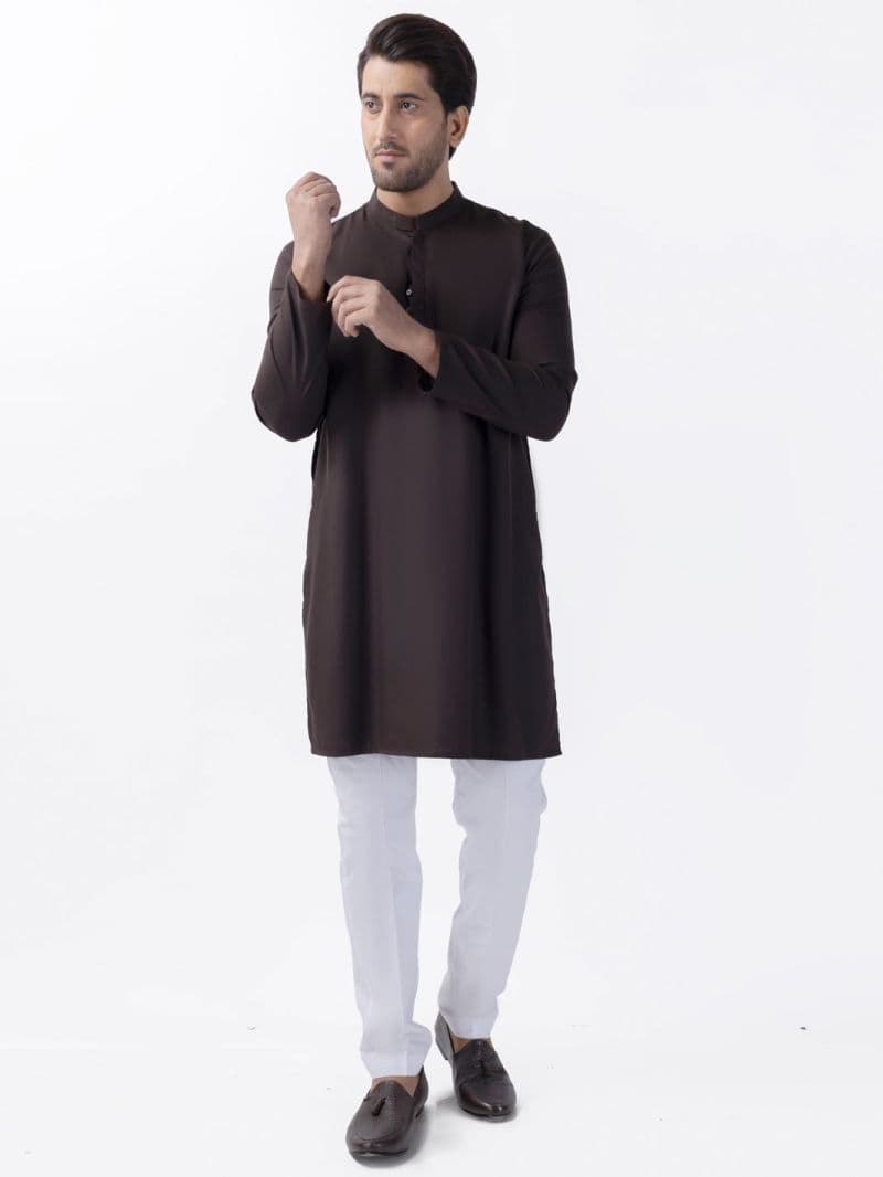 Dark Brown Blended Kurta thumbnail