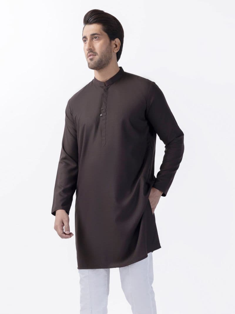 Dark Brown Blended Kurta thumbnail