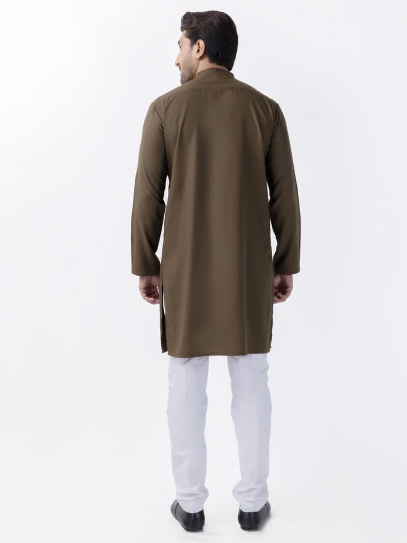 Olive Gree Blended Kurta thumbnail