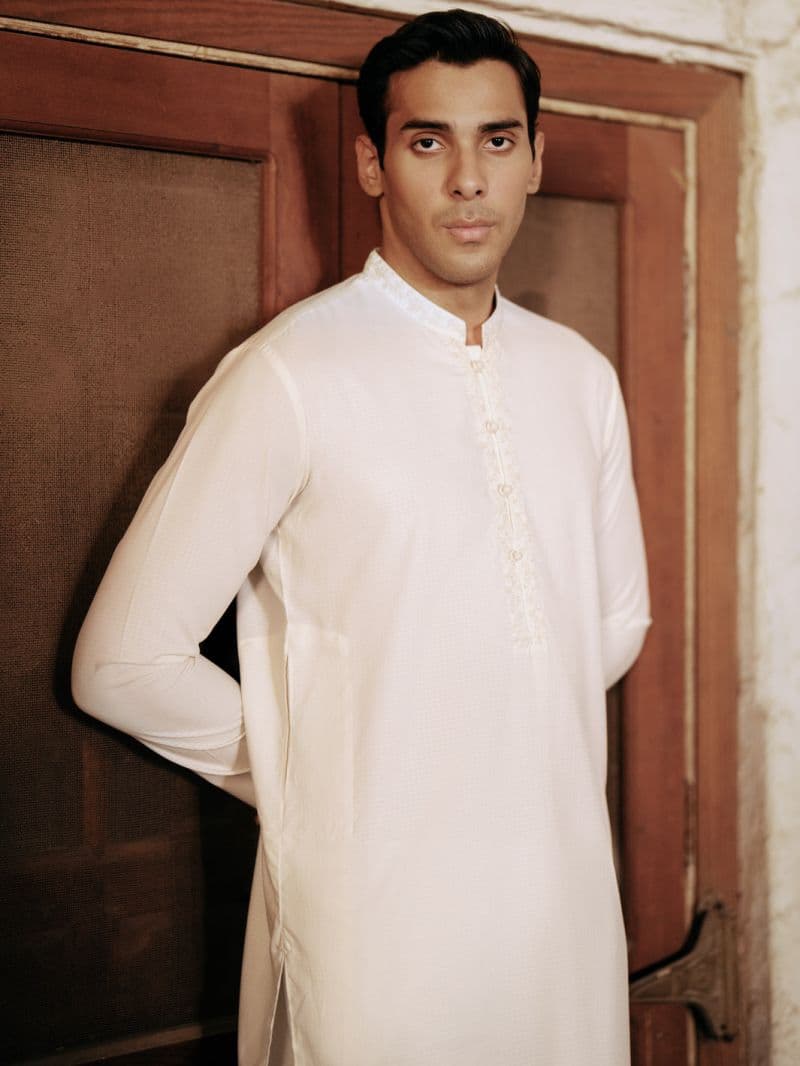 Off White Blended Kurta thumbnail