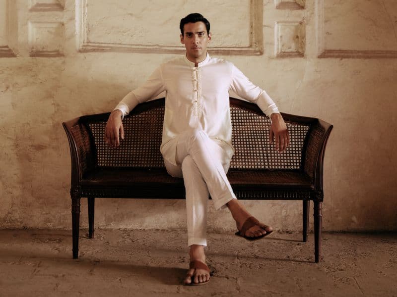 Off White Blended Kurta thumbnail