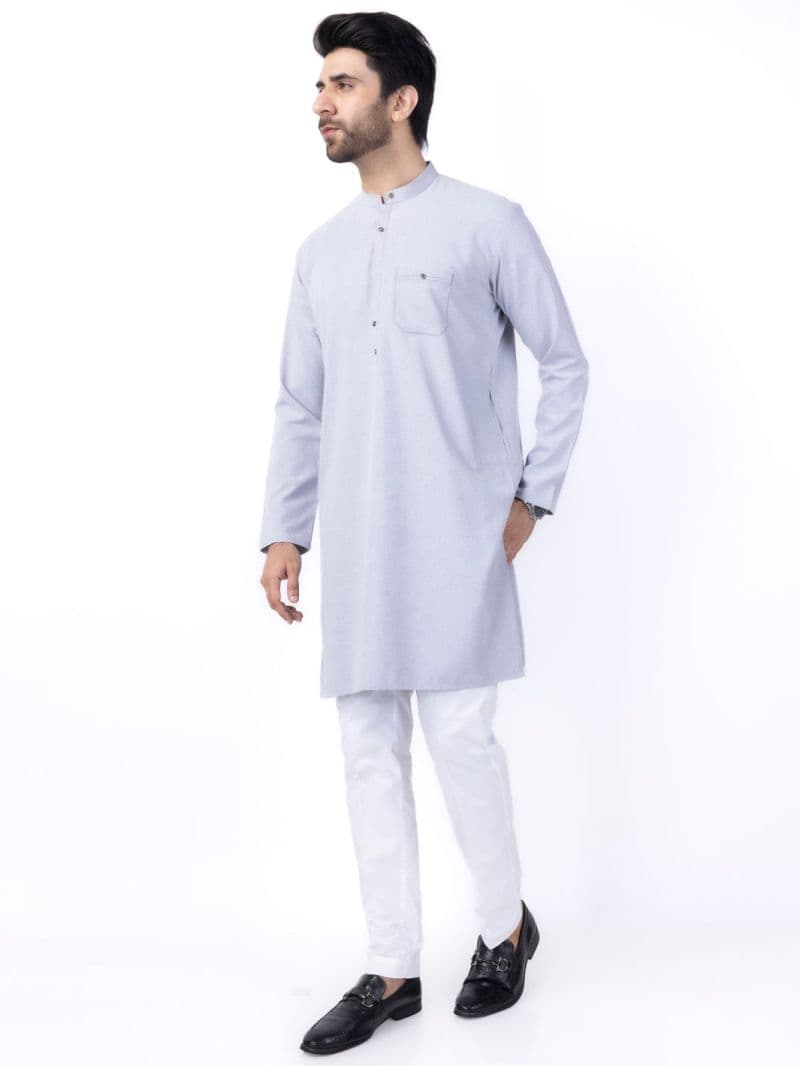 Light Grey Blended Kurta thumbnail
