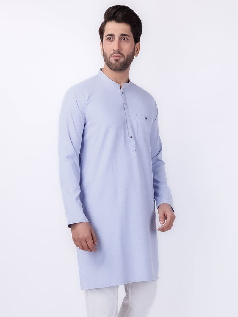 Light Blue Blended Kurta thumbnail