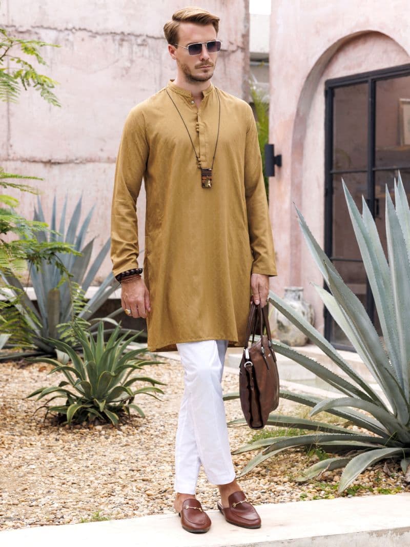 Mustard Blended Kurta thumbnail
