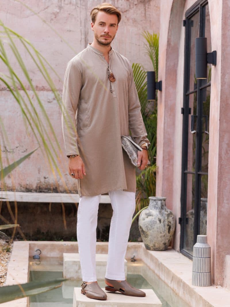 Grey Blended Kurta thumbnail