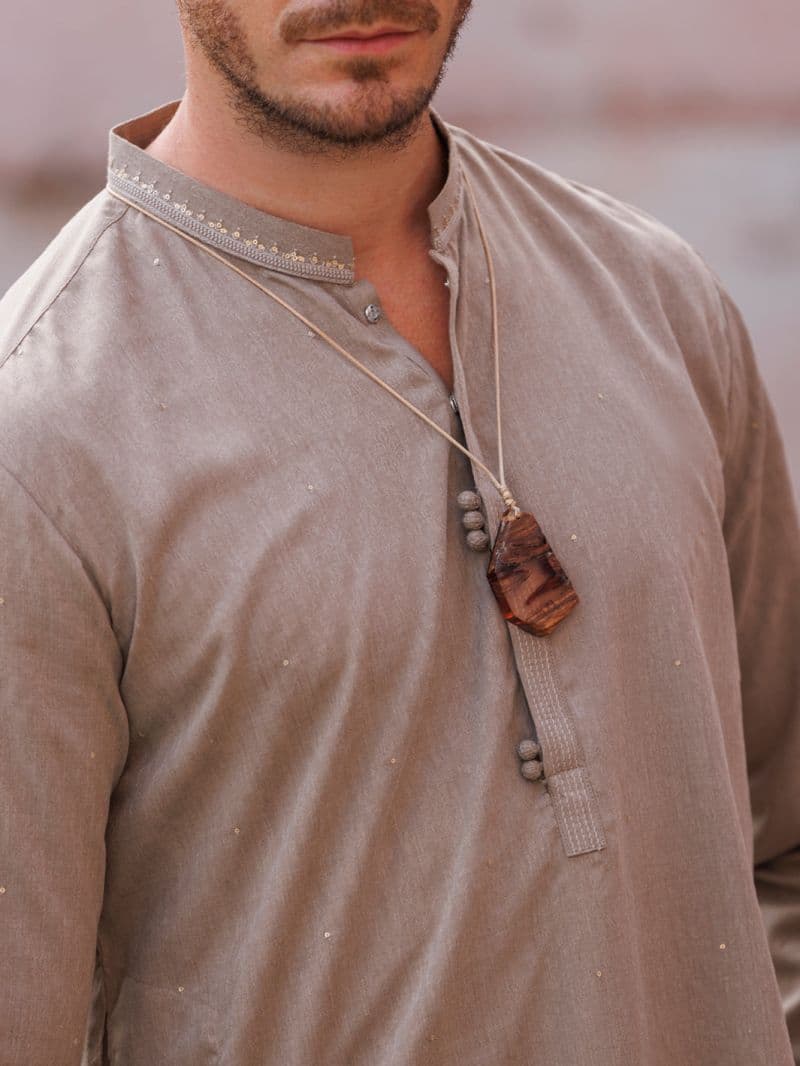 Grey Blended Kurta thumbnail