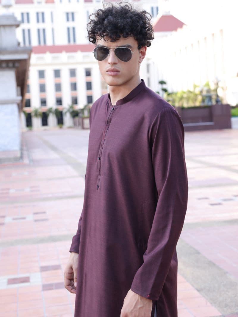 Maroon Blended Kurta thumbnail