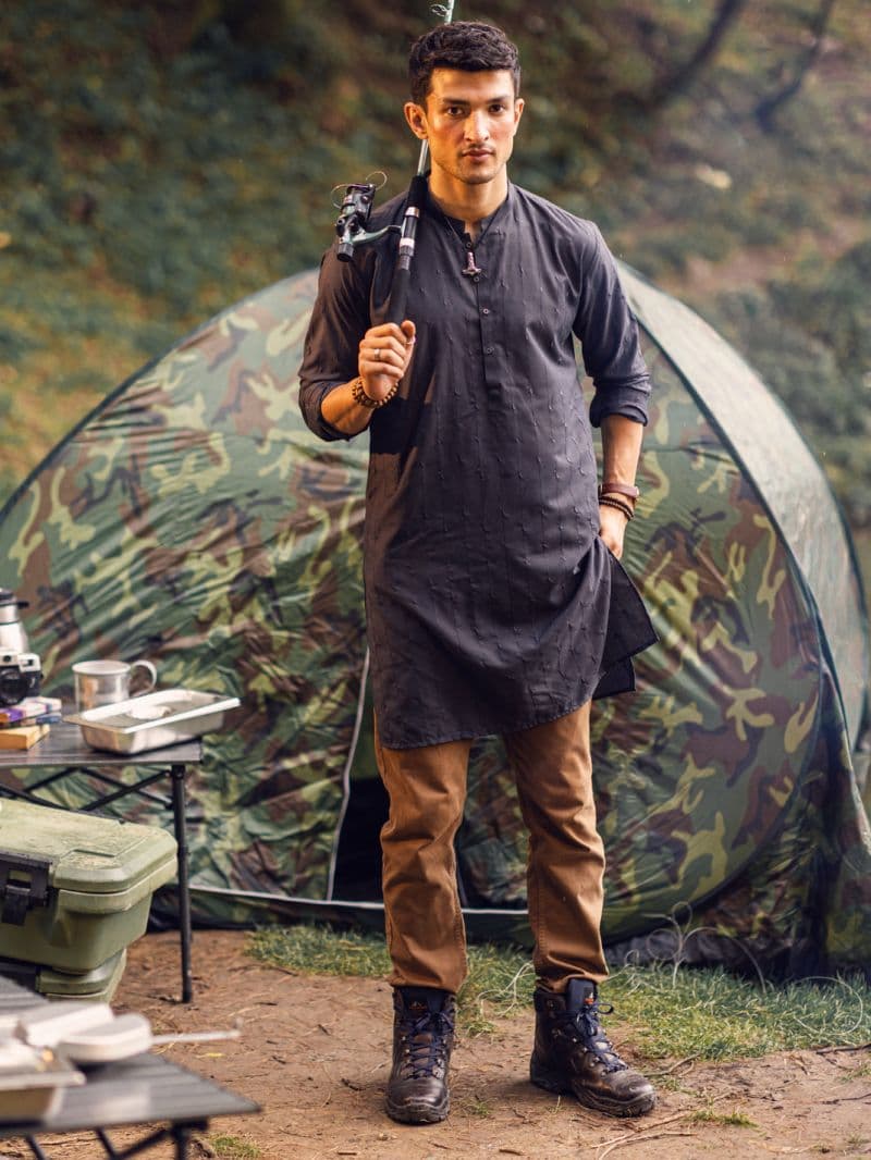 Grey Blended Kurta thumbnail