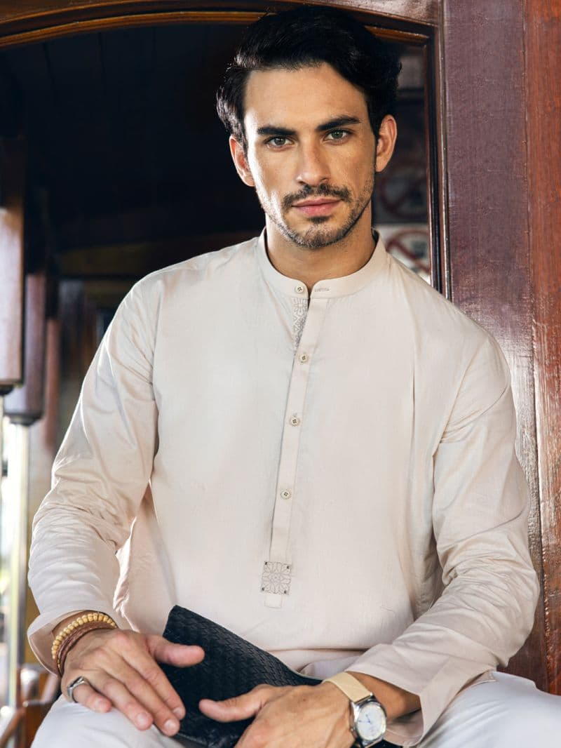Cream Cotton Kurta thumbnail