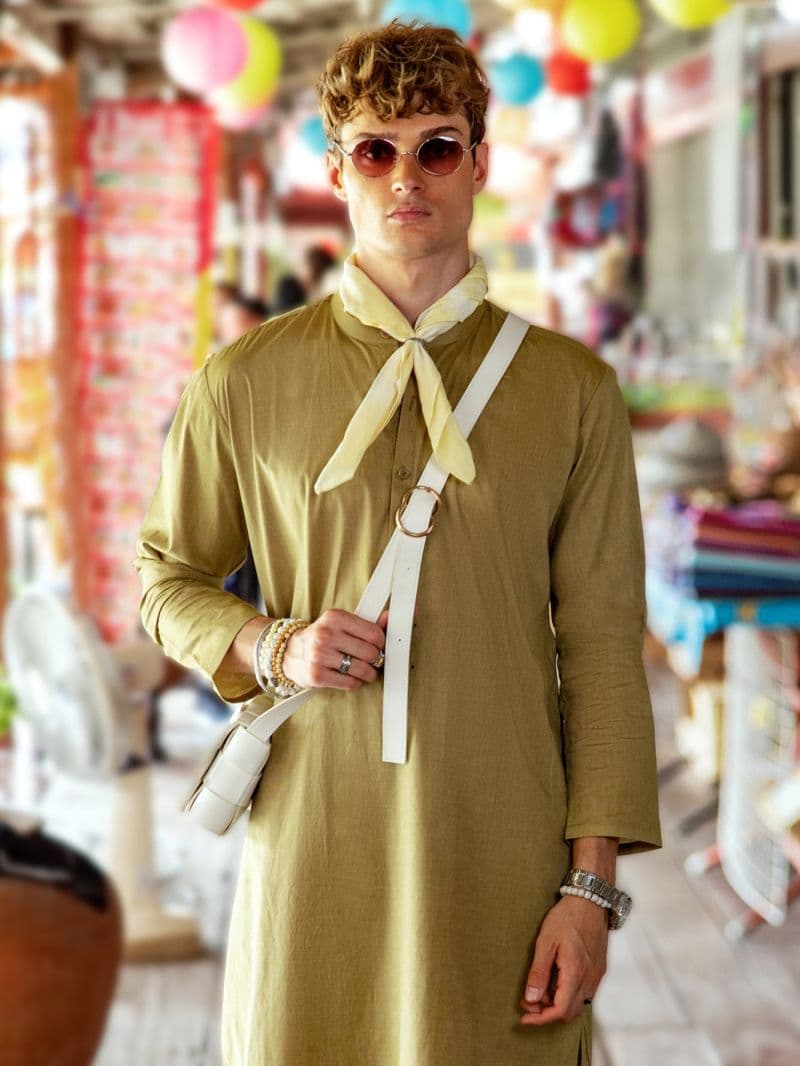 Pistachio Green Cotton Kurta thumbnail