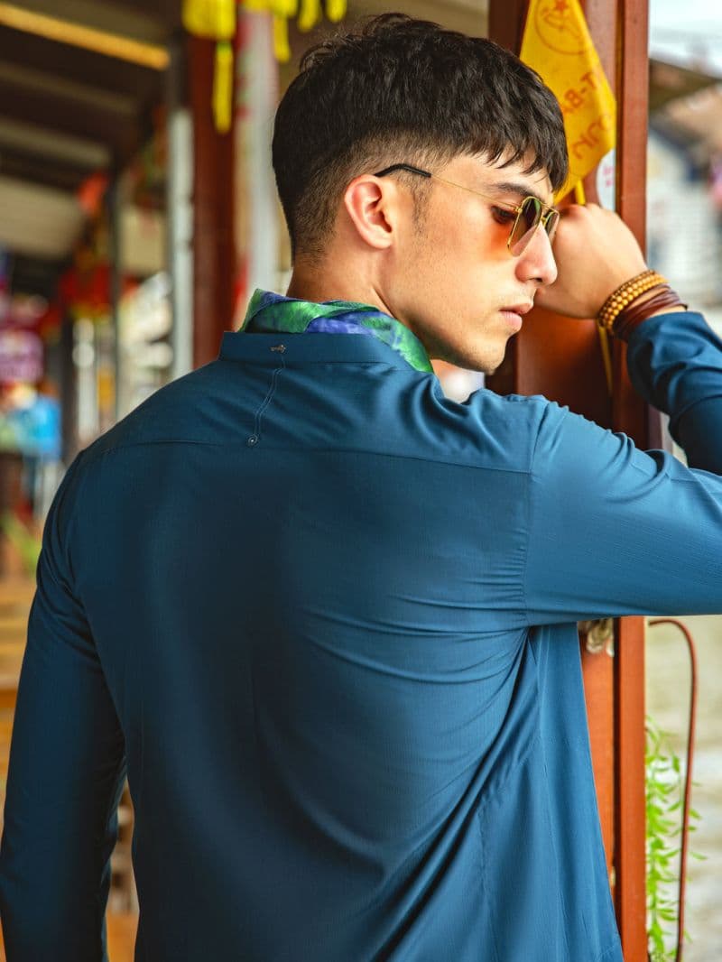Teal Blue Blended Kurta thumbnail