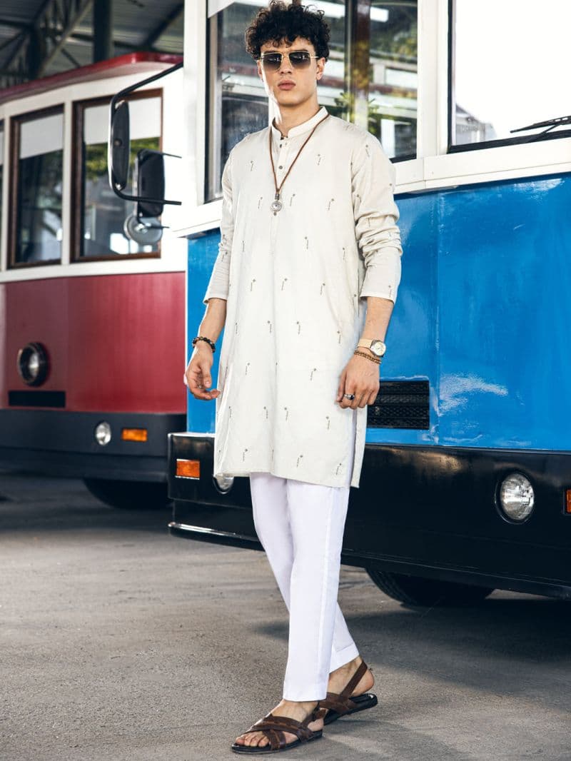 Light Grey Cotton Kurta thumbnail