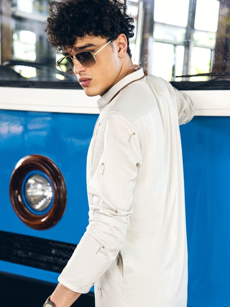 Light Grey Cotton Kurta thumbnail