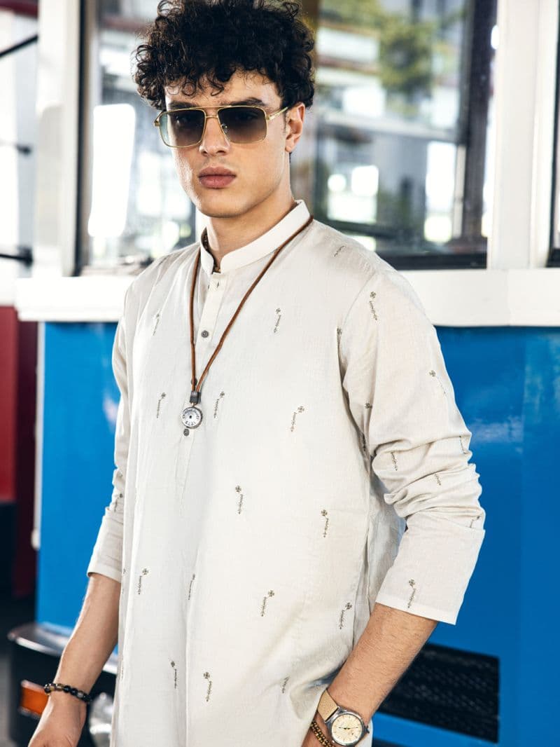 Light Grey Cotton Kurta thumbnail